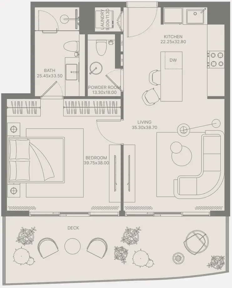 Bond Enclave — планировка 1 BR Type D