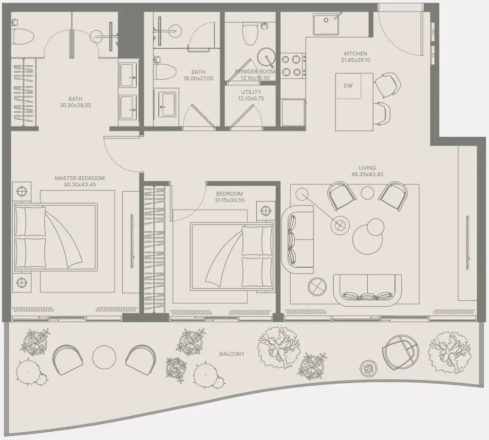 Bond Enclave — планировка 2 BR Type A