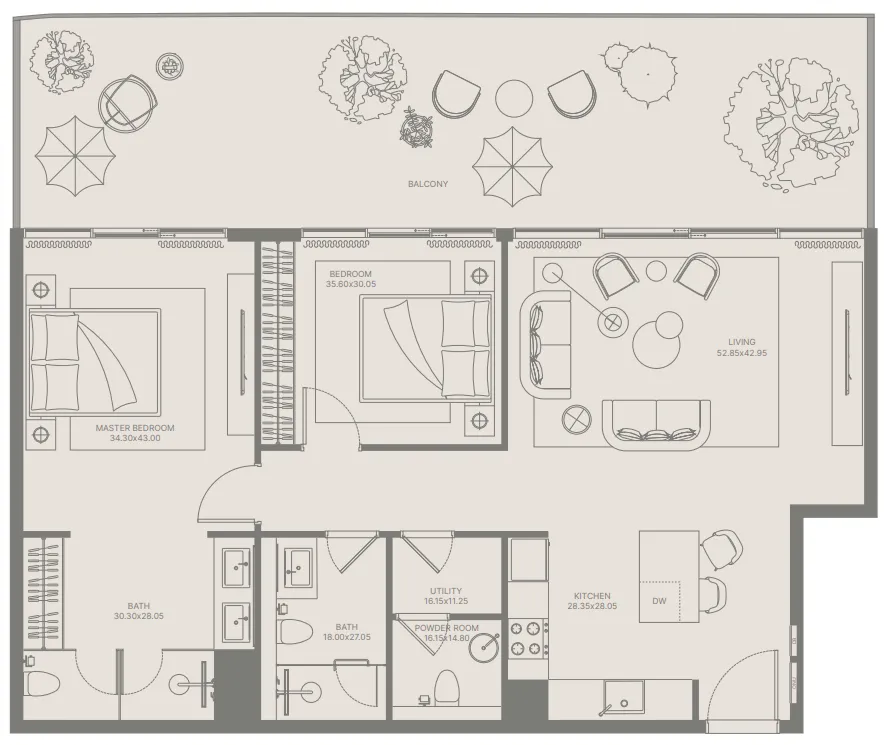 Bond Enclave — планировка 2 BR Type P