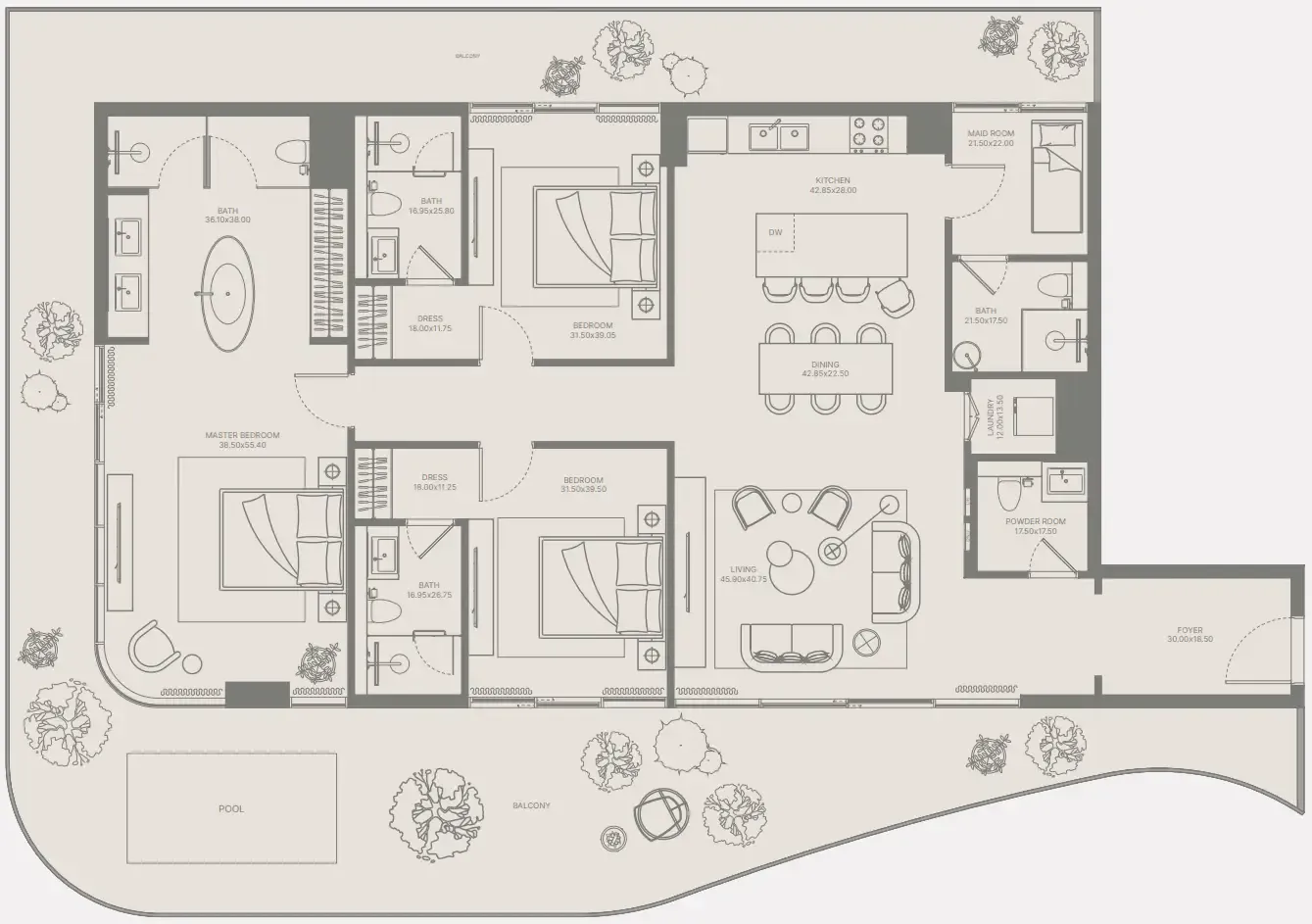 Bond Enclave — планировка 3 BR Type A
