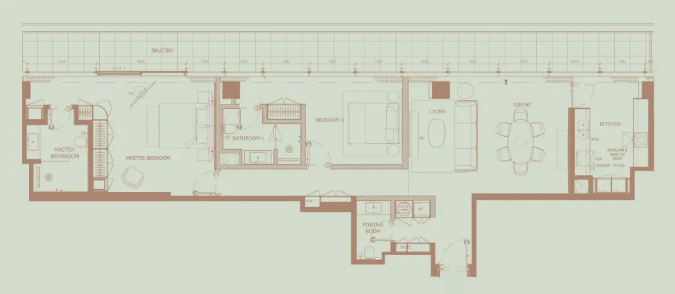 Eden House The Park — планировка 2 BR Type V