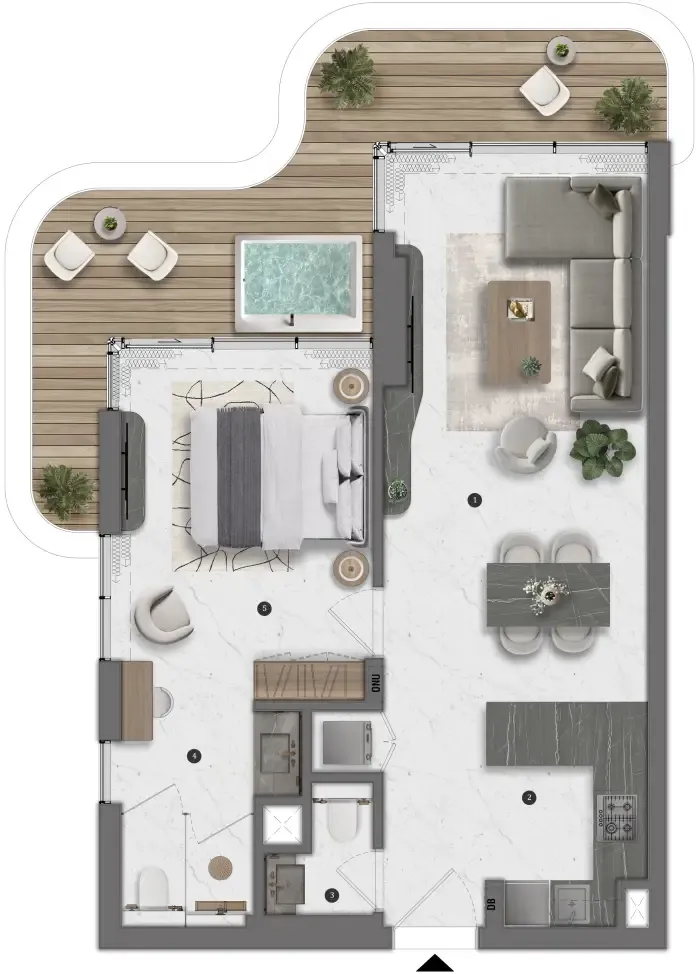 Bond Living — планировка 1 BR Type A