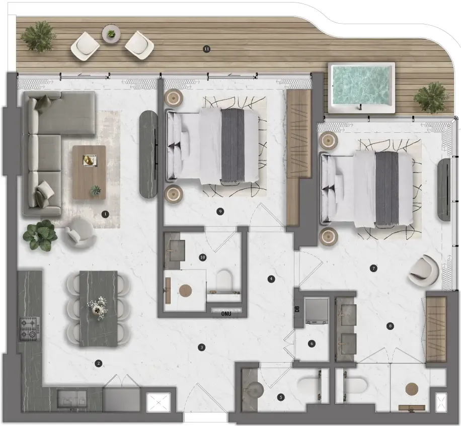 Bond Living — планировка 2 BR Type C