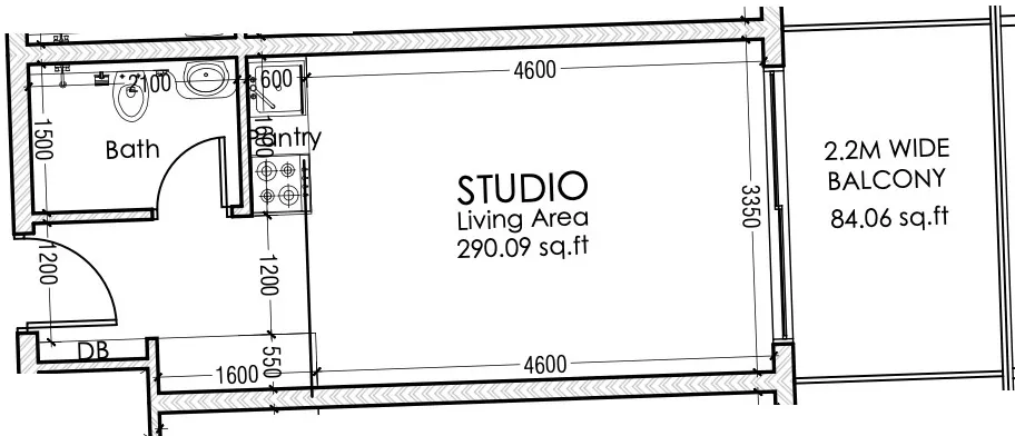 Moonsa Residences 2 — планировка 0 BR Type C