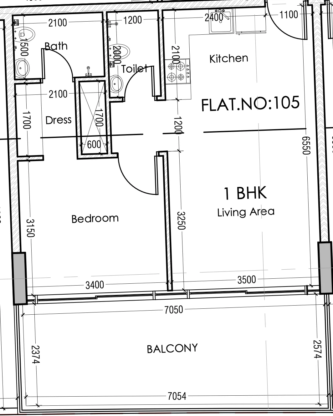 Moonsa Residences 2 — планировка 1 BR Type B