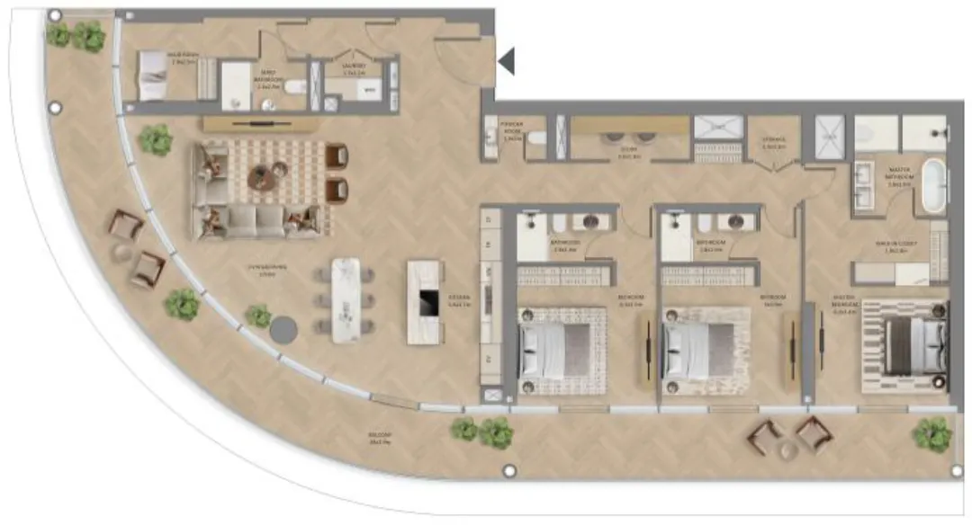 The Row Saadiyat — планировка 3BR Typical