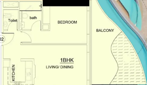 Volga Tower — планировка 1 BR Type B