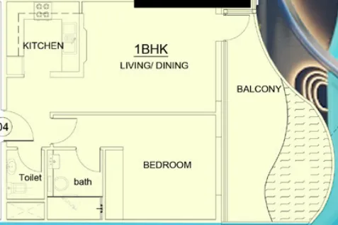 Volga Tower — планировка 1 BR Type D