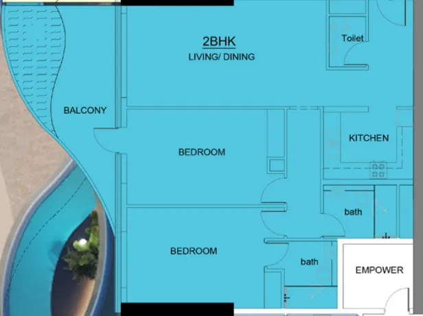 Volga Tower — планировка 2 BR Type F