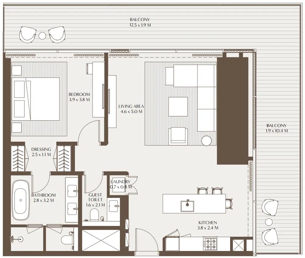 Akala Residences — планировка 1 BR Type C