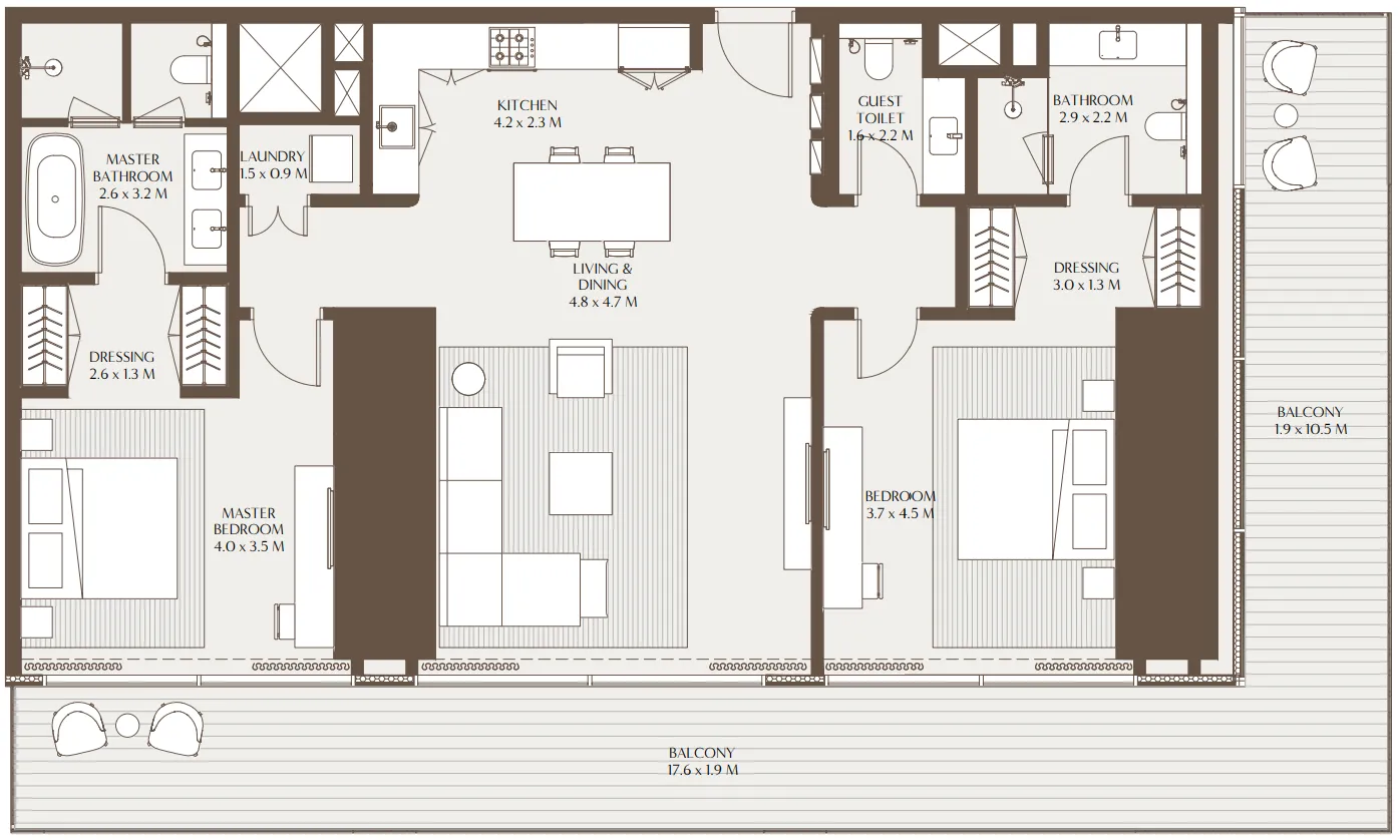 Akala Residences — планировка 2 BR Type G