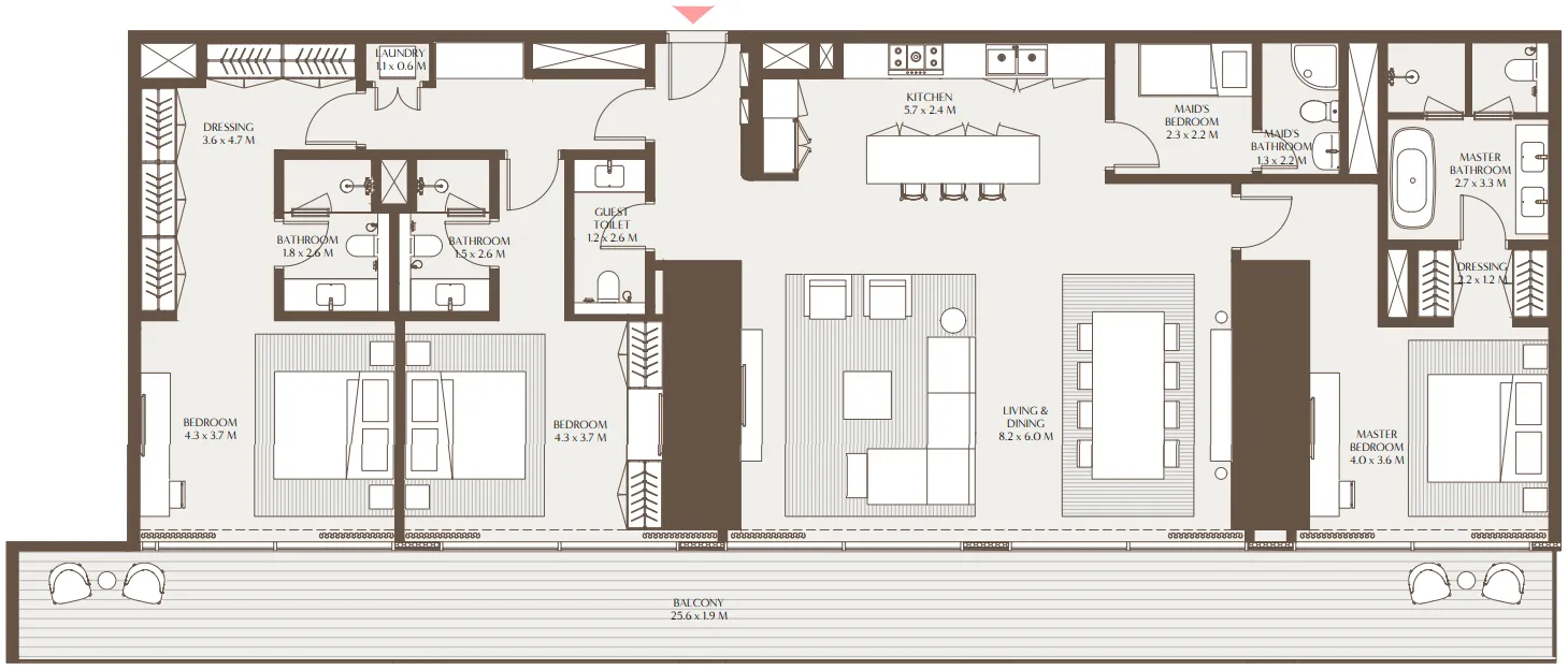 Akala Residences — планировка 3 BR Type B