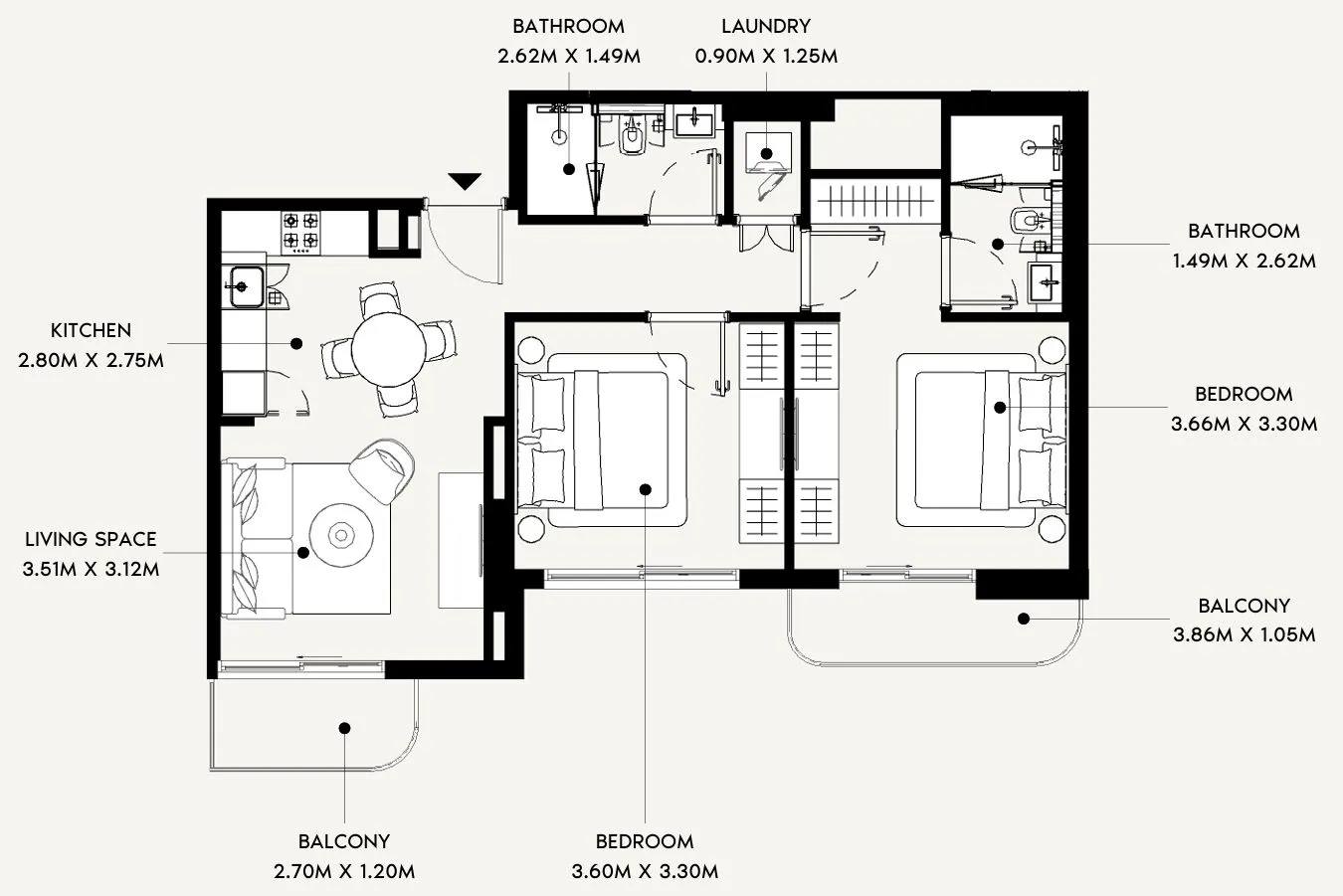 Azizi David — планировка 2 BR Type A