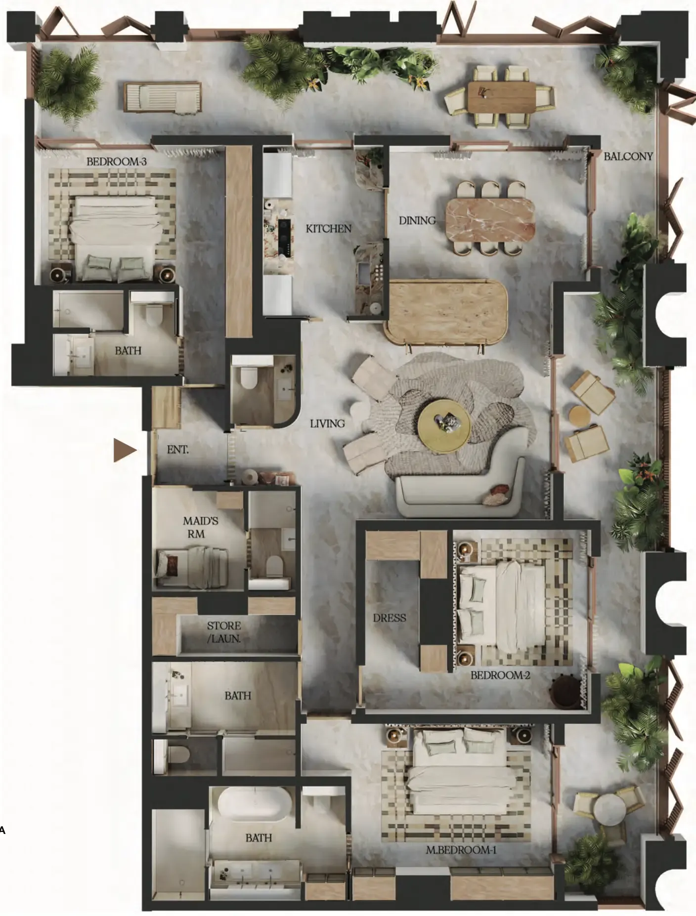 Elire Managed by LUX — планировка 3 BR Type G