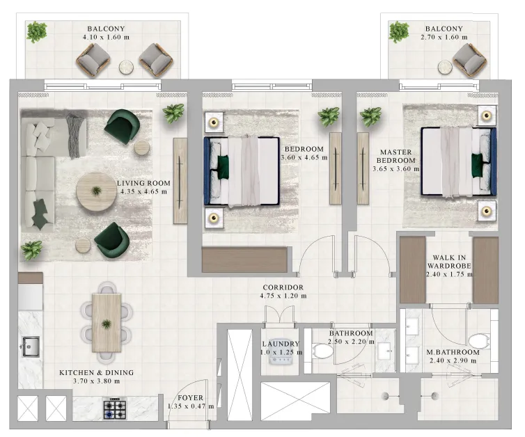 Golf Hillside — планировка 2 BR Type A