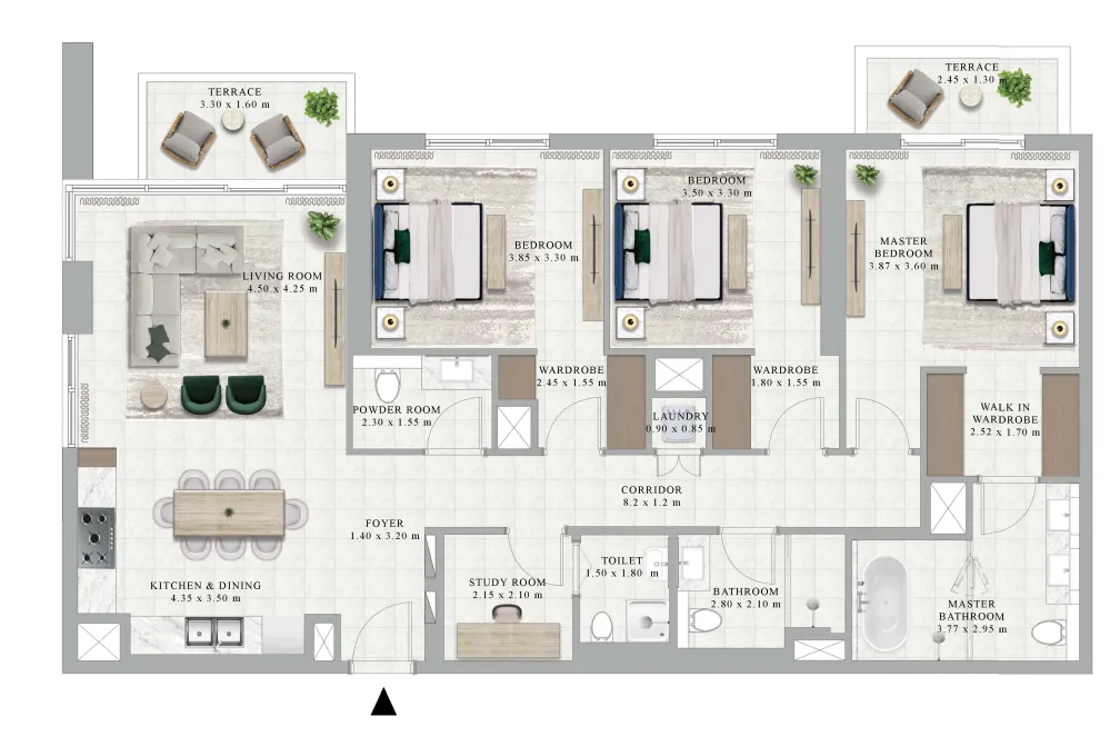 Golf Hillside — планировка 3 BR Type B