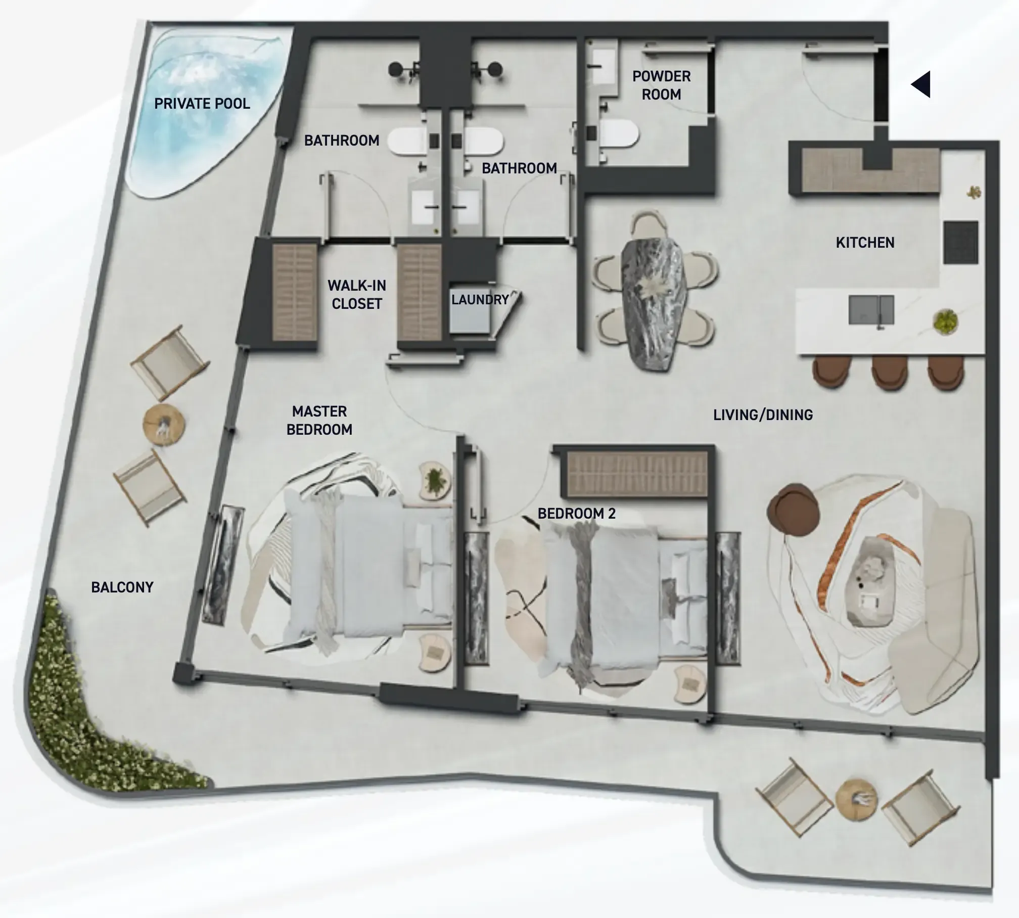 Hadley Heights 2 — планировка 2 BR Type J