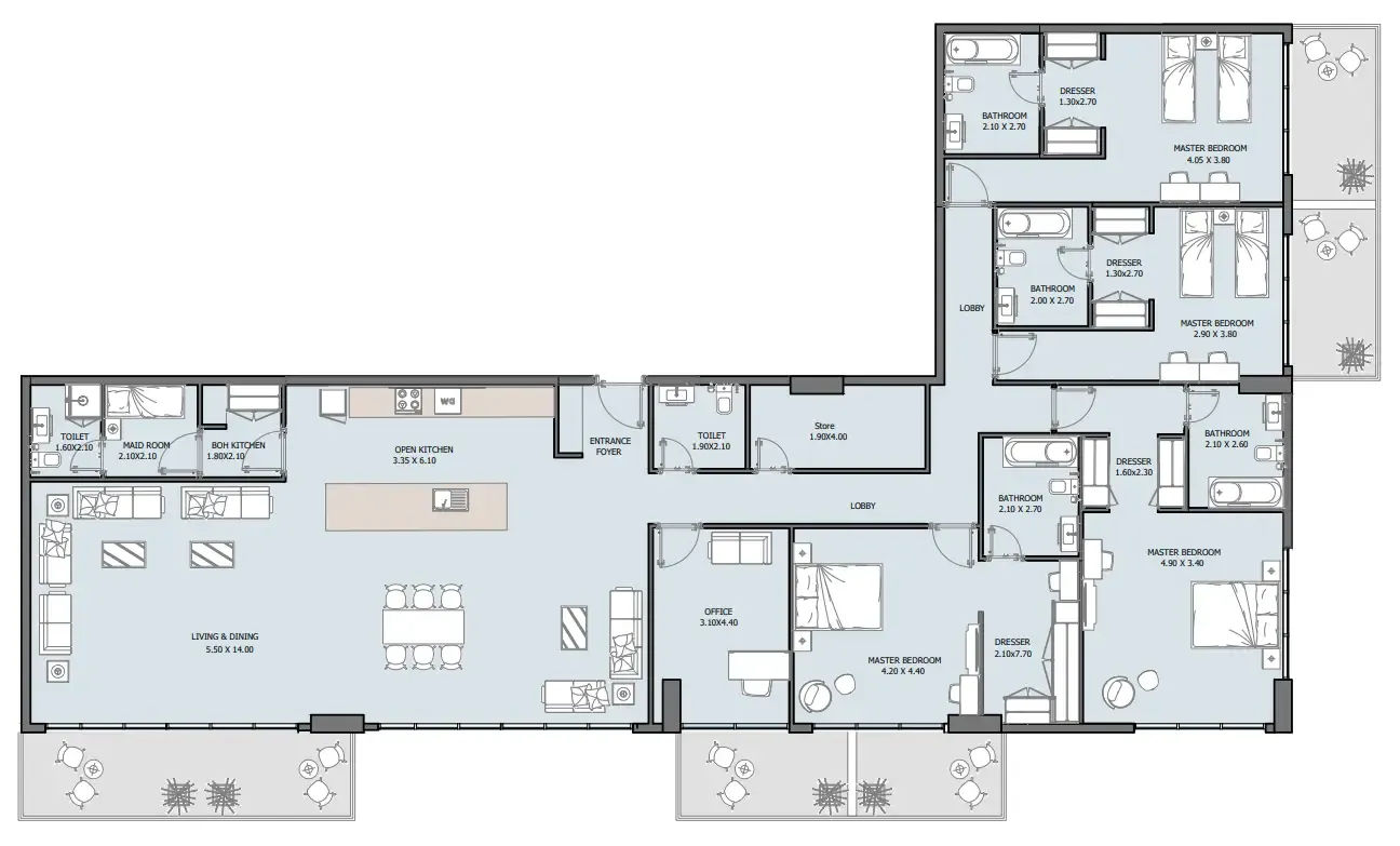 Oceana — планировка 4 BR Type A