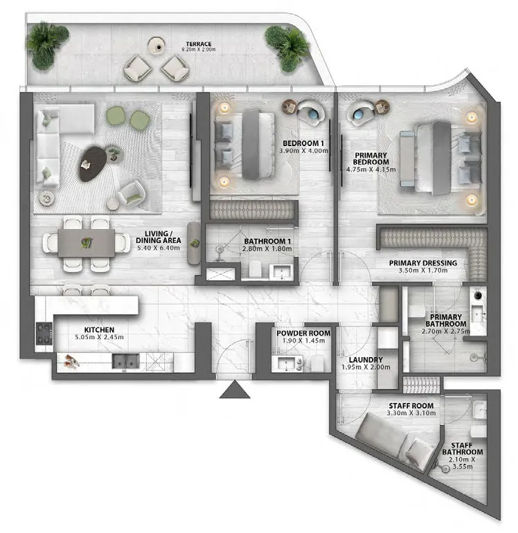 Passo by Beyond — планировка 2 BR Type 01
