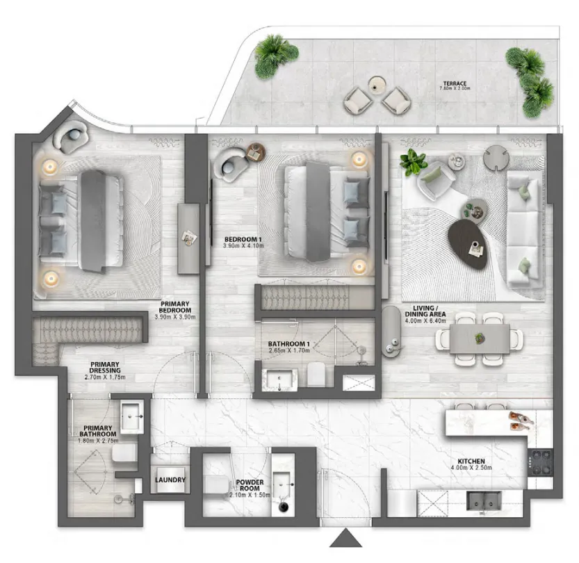 Passo by Beyond — планировка 2 BR Type 5 Tower B
