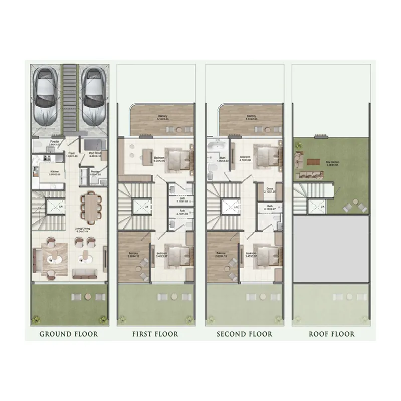 Greenz — планировка 4.5 BR TH (Premium)