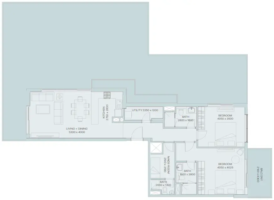 The Haven 3 — планировка 2 BR Type O