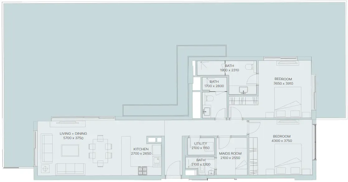 The Haven 3 — планировка 2 BR Type P