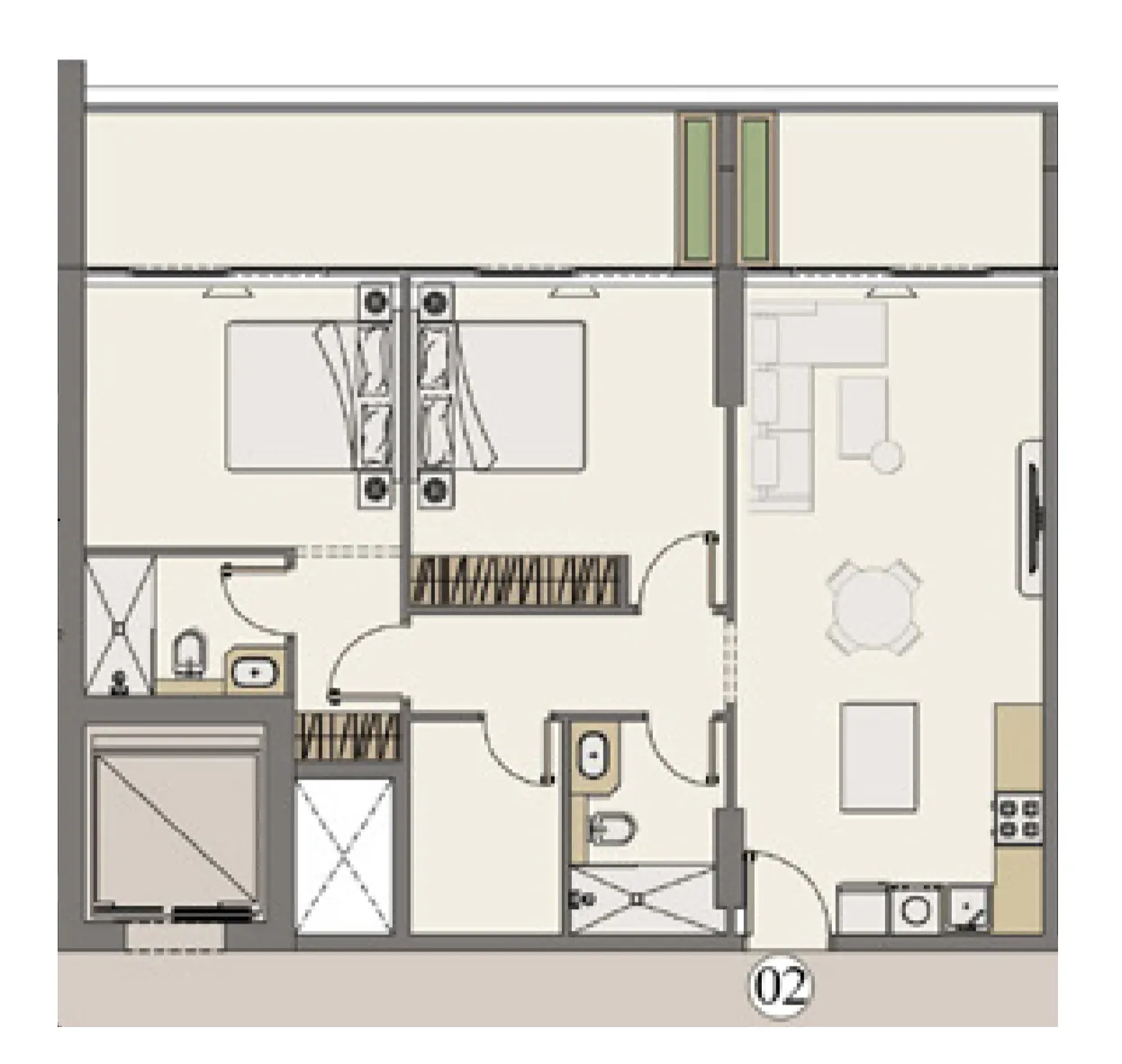 Celeste Heights — планировка 2 BR Type B