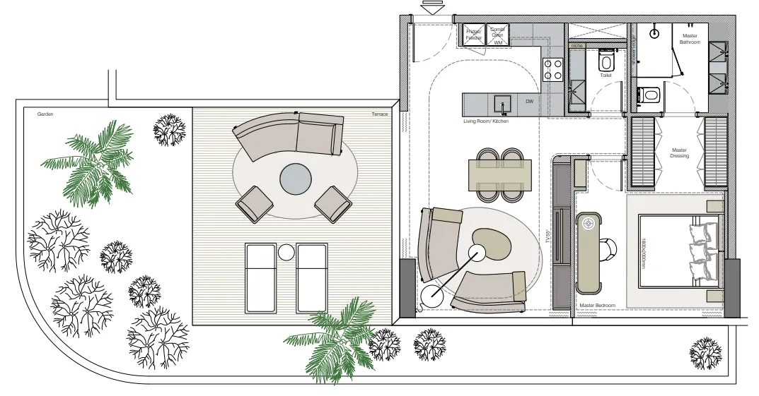 Helvetia Marine by DHG — планировка 1BR Type 1