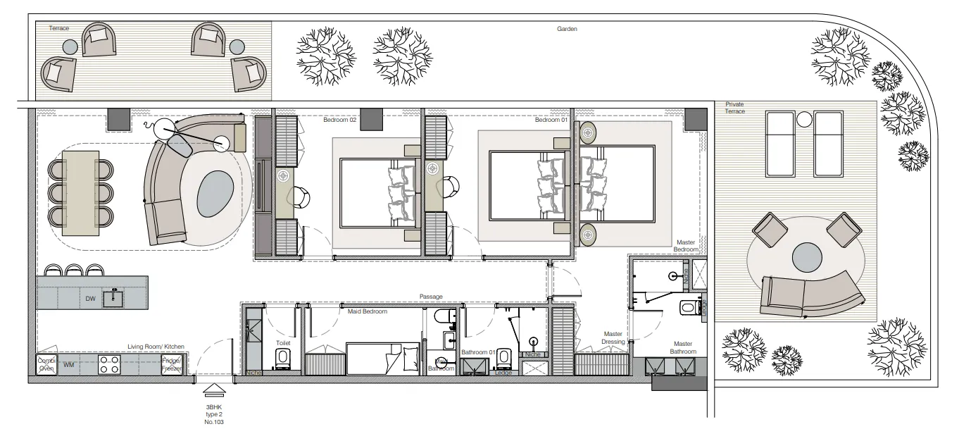Helvetia Marine by DHG — планировка 3BR Type 2