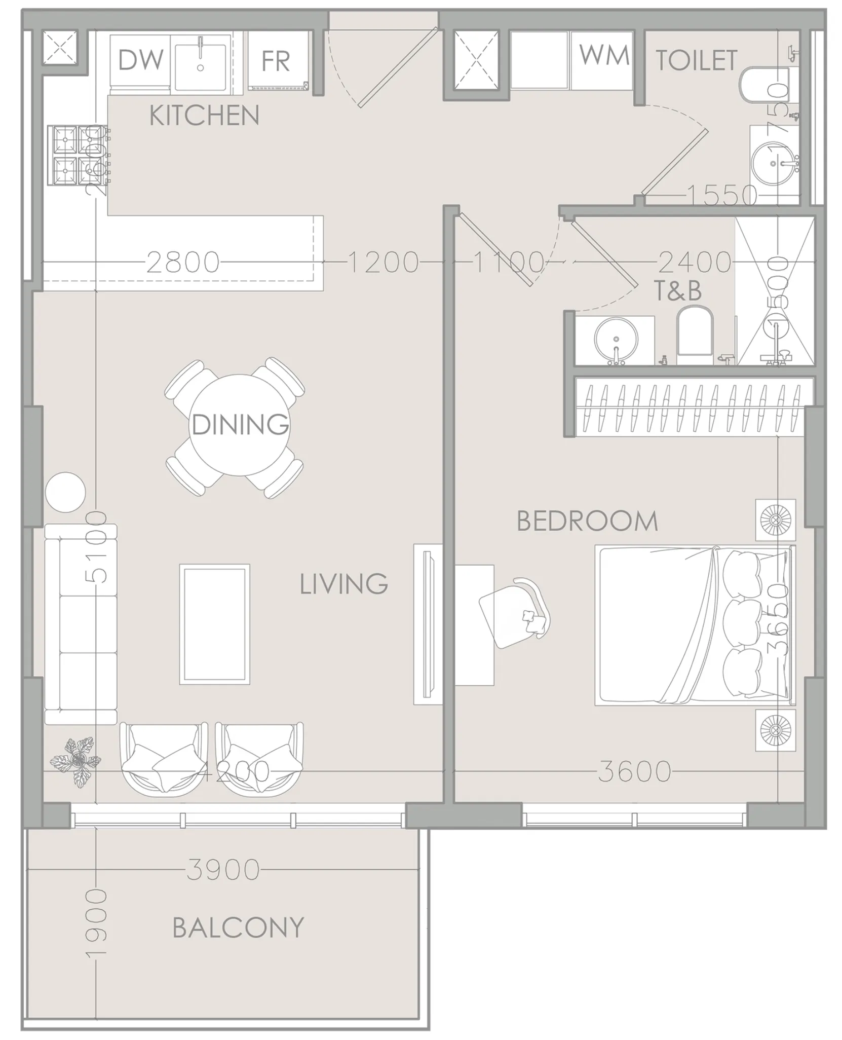 IR1DIAN Park — планировка 1 BR Type B