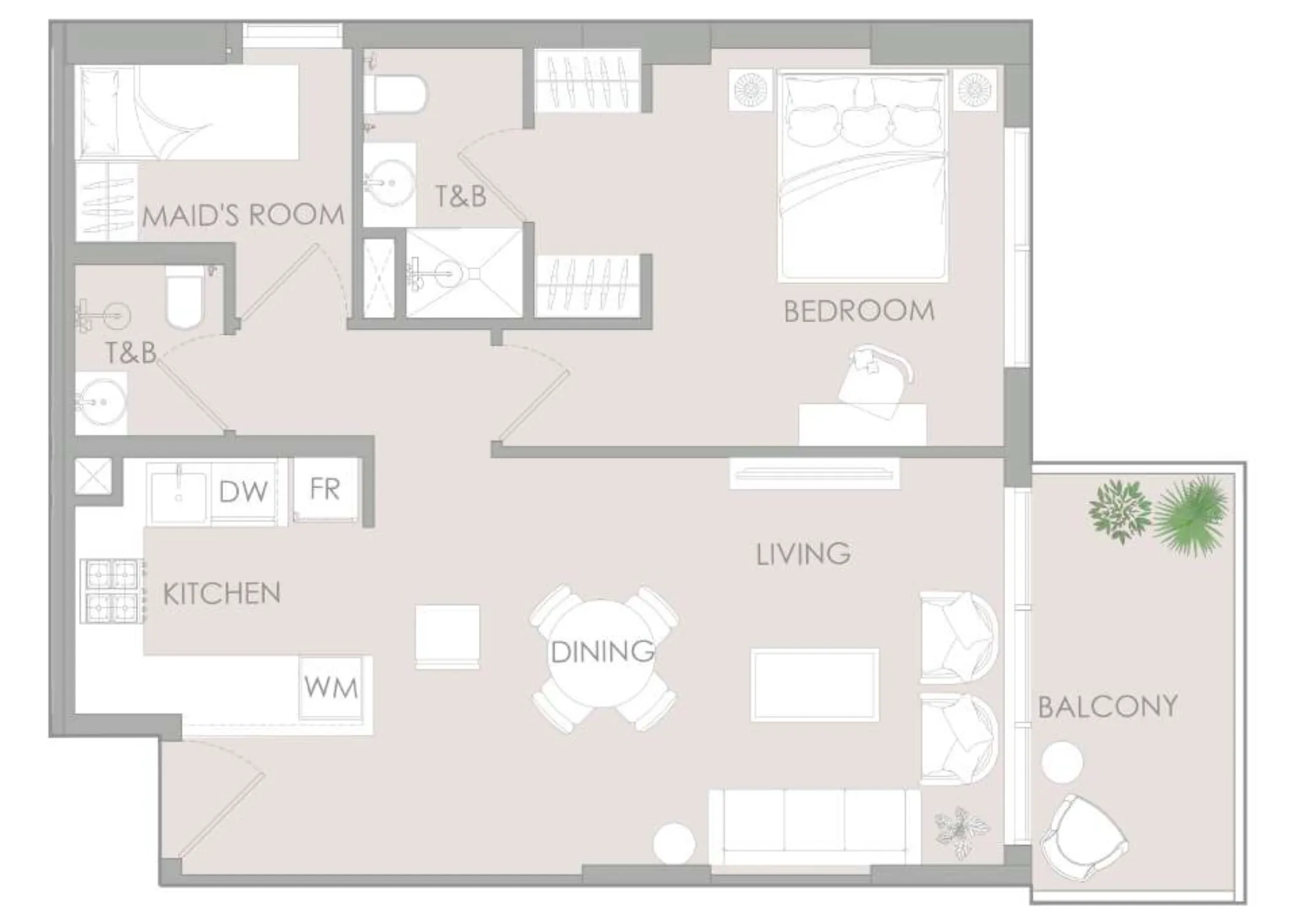 IR1DIAN Park — планировка 1 BR Type C
