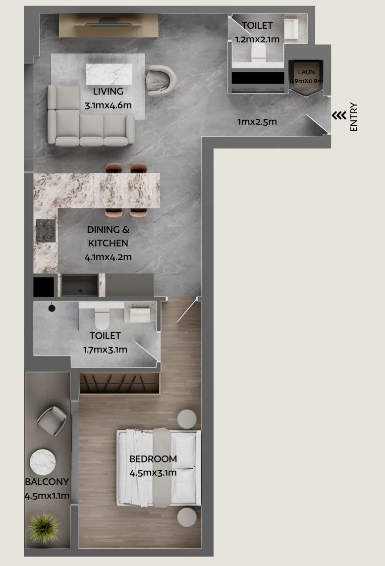 Jardin Astral — планировка 1 BR Type H