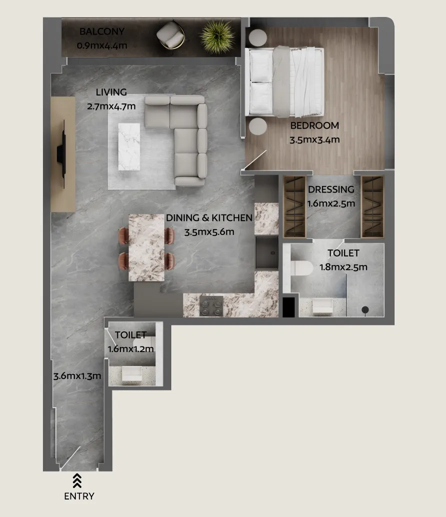 Jardin Astral — планировка 3 BR Type A