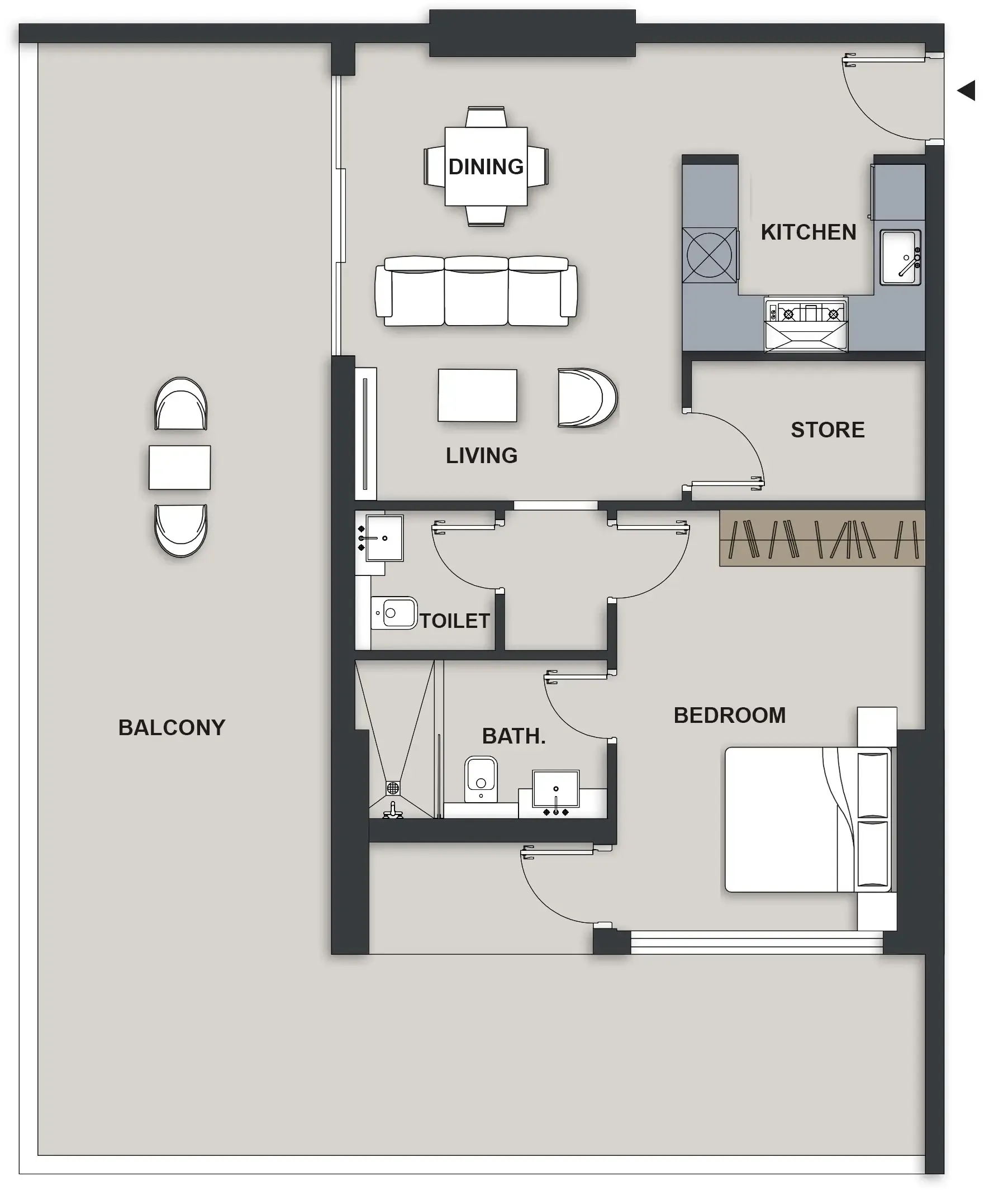 Maison Elysee III — планировка 1 BR Type A