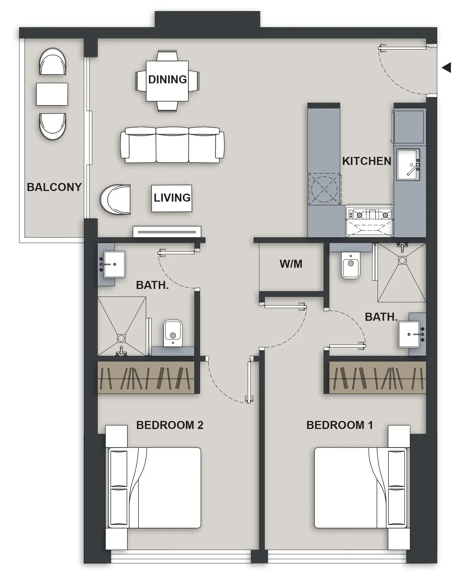 Maison Elysee III — планировка 2 BR Type A