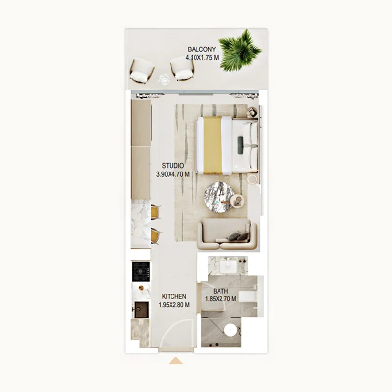 Rabdan Gardens — планировка Studio Type A