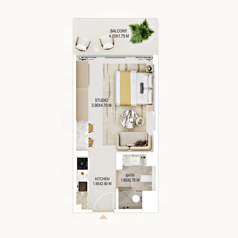 Rabdan Gardens — планировка 0 BR Type A