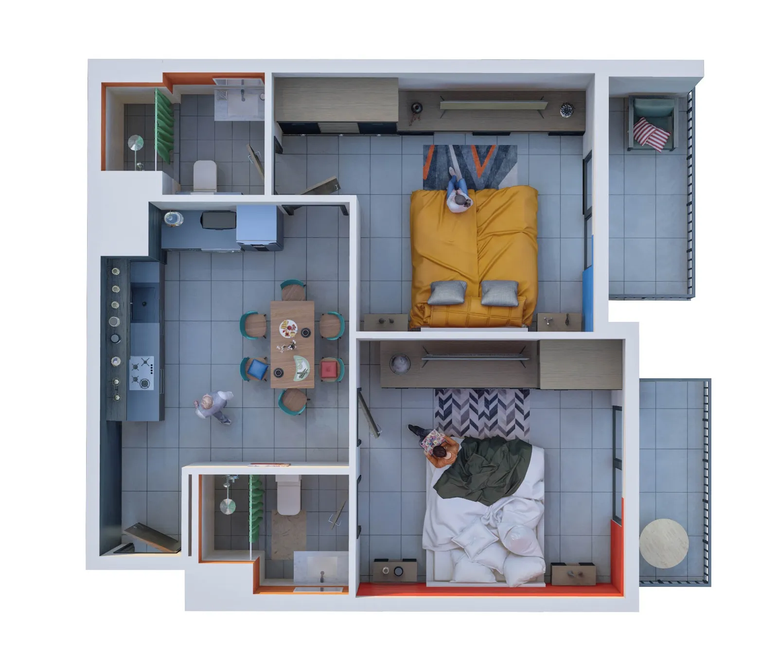 You and Co IMPZ — планировка 2 BR Type E