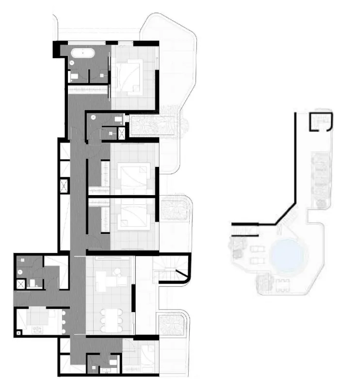 Marea Residences — планировка 3BR Penthouse