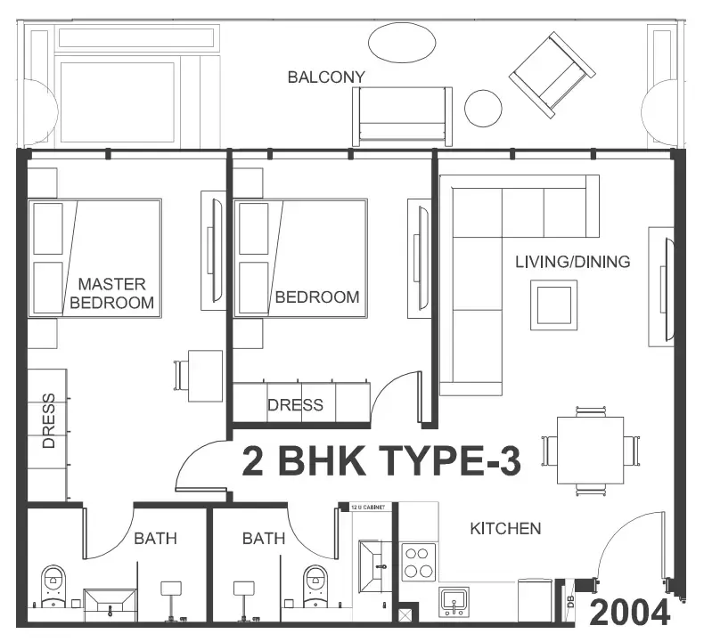 Interstellar Tower — планировка 2 BR Type A