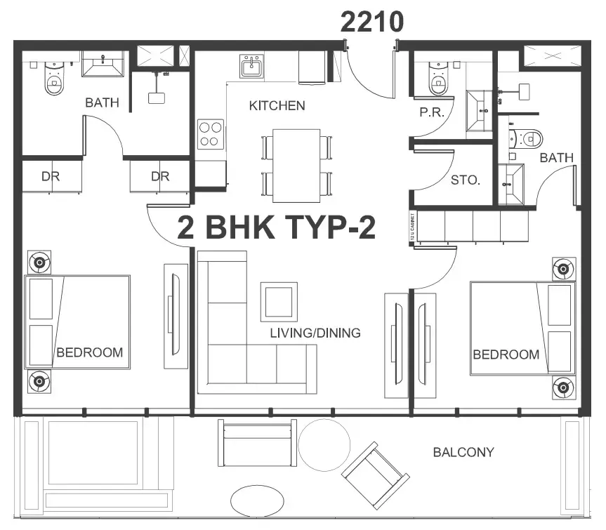 Interstellar Tower — планировка 2 BR Type B