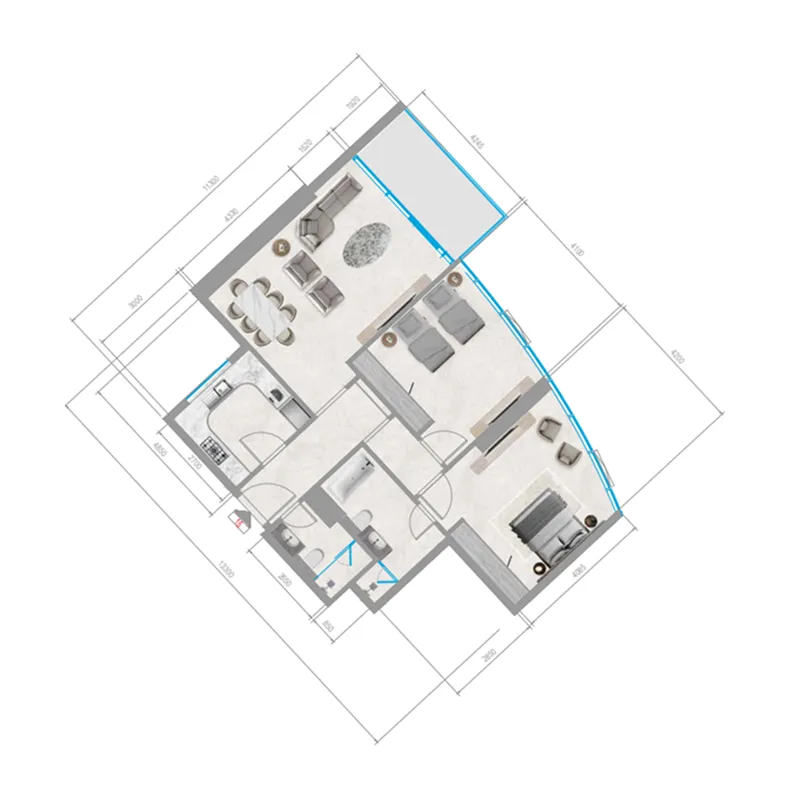 Orchid Towers Phase 1 — планировка 1BR Type A15