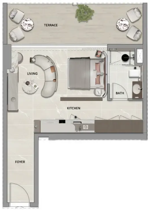 South Lofts — планировка 0 BR Type AA