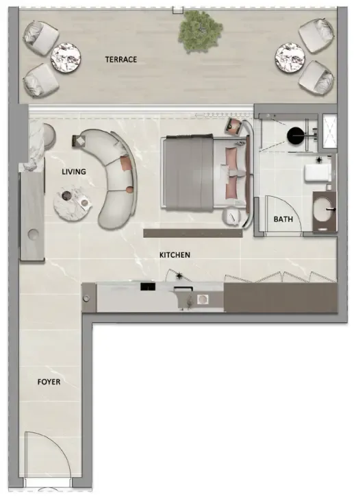 South Lofts — планировка 0 BR Type AB