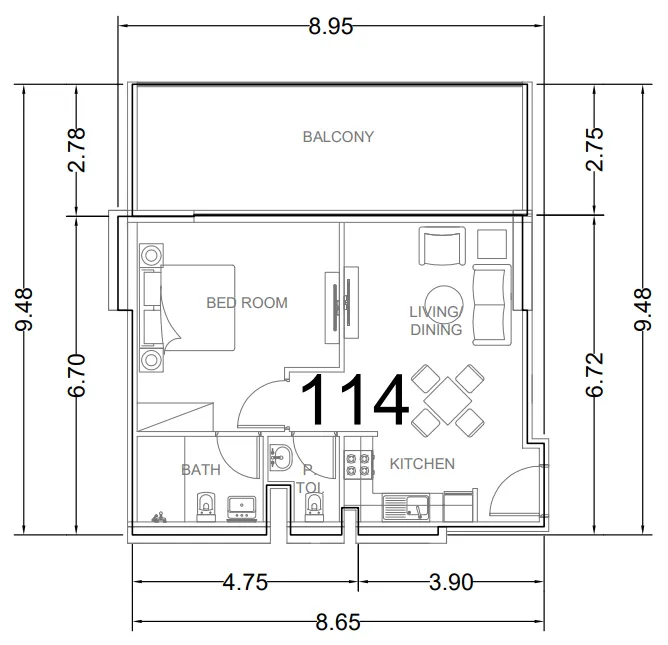 AG Ark — планировка 1 BR Type K