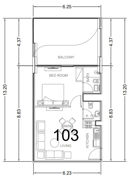 AG Aum — планировка 1 BR Type J