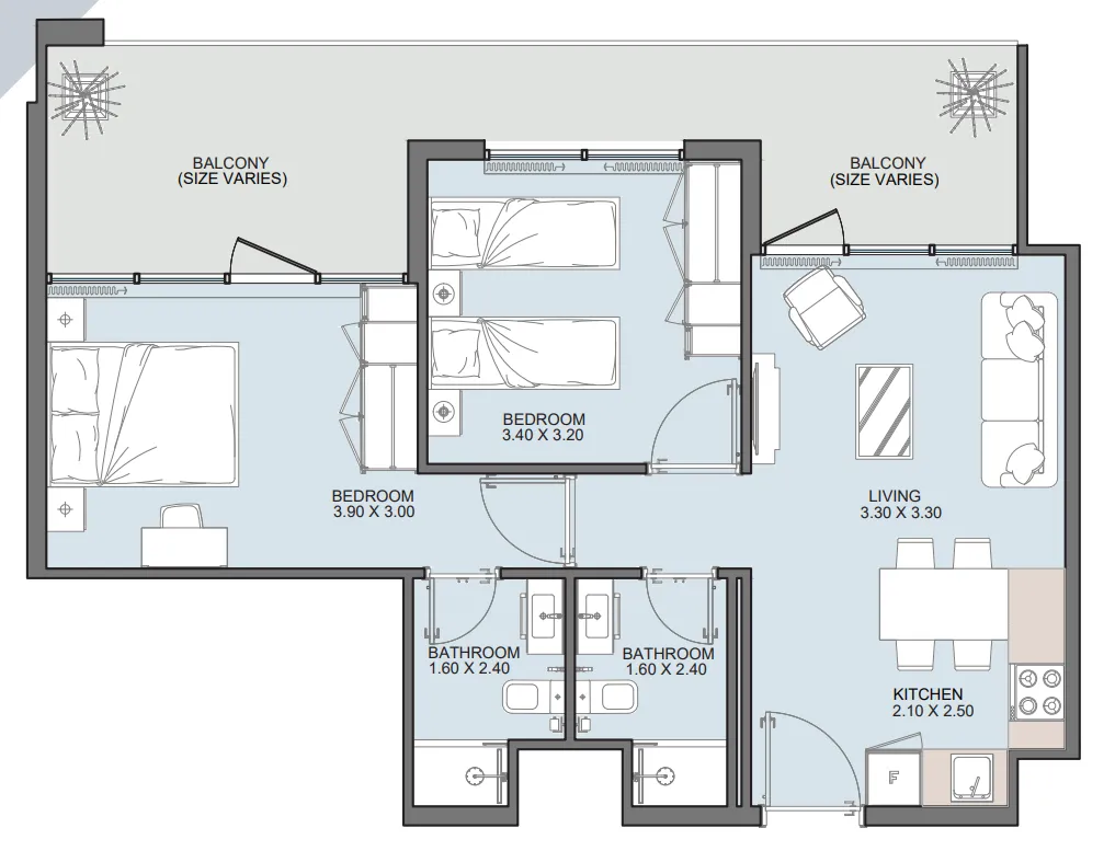 Alba Tower — планировка 2 BR Type C