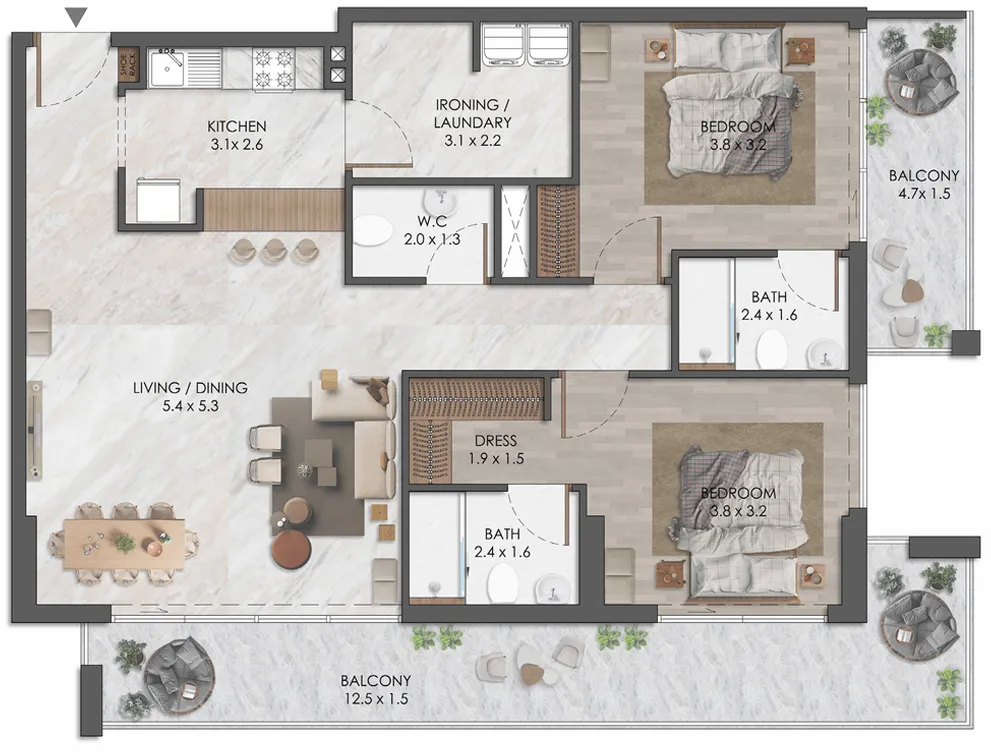 Almaara Residences — планировка 2BR Type 05