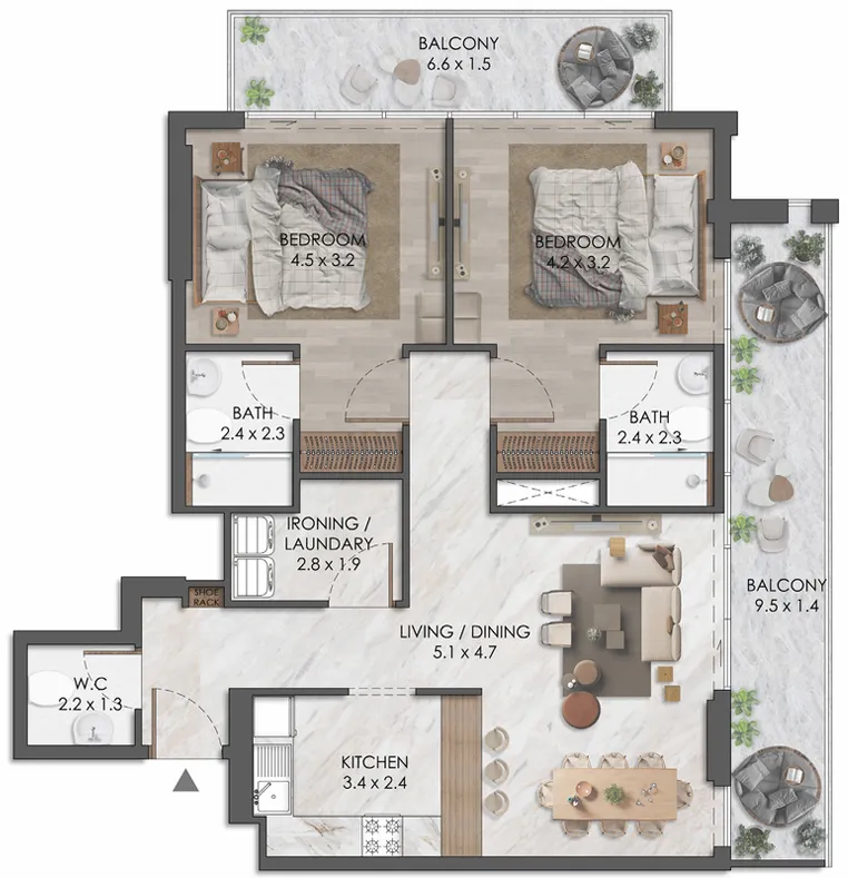 Almaara Residences — планировка 2BR Type 04